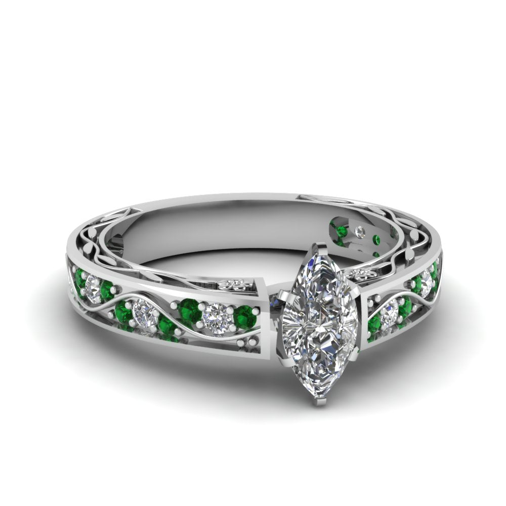 marquise-cut-antique-filigree-diamond-ring-with-emerald-in-950-platinum-FDENS3543MQRGEMGR-NL-WG