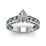 Load image into Gallery viewer, marquise-cut-antique-filigree-diamond-ring-with-emerald-in-950-platinum-FDENS3543MQRGEMGRANGLE5-NL-WG