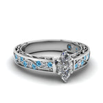 Load image into Gallery viewer, marquise-cut-antique-filigree-diamond-ring-with-ice-blue-topaz-in-14K-white-gold-FDENS3543MQRGICBLTO-NL-WG