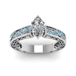 Load image into Gallery viewer, marquise-cut-antique-filigree-diamond-ring-with-ice-blue-topaz-in-14K-white-gold-FDENS3543MQRGICBLTOANGLE5-NL-WG