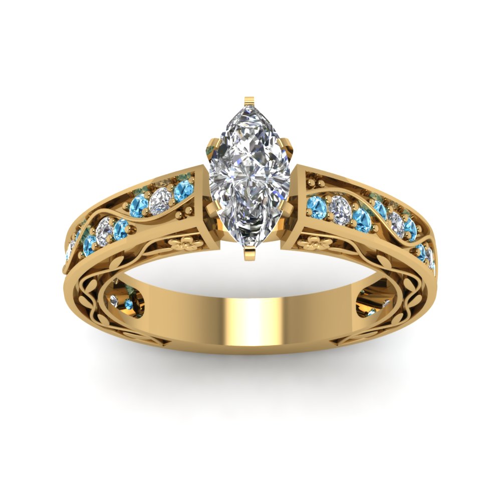 marquise-cut-antique-filigree-diamond-ring-with-ice-blue-topaz-in-14K-yellow-gold-FDENS3543MQRGICBLTOANGLE5-NL-YG