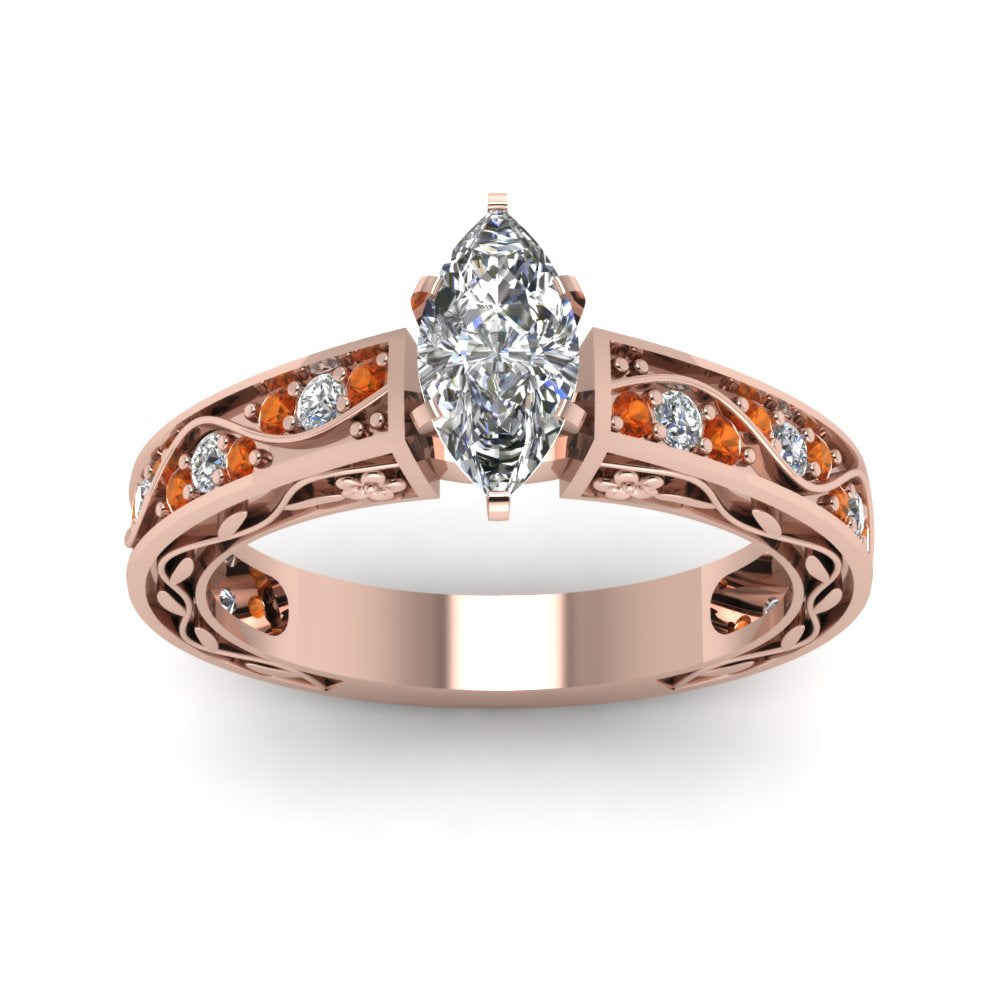 marquise-cut-antique-filigree-diamond-ring-with-orange-sapphire-in-14K-rose-gold-FDENS3543MQRGSAORANGLE5-NL-RG