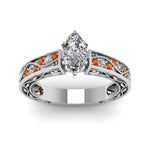 Load image into Gallery viewer, marquise-cut-antique-filigree-diamond-ring-with-orange-sapphire-in-14K-white-gold-FDENS3543MQRGSAORANGLE5-NL-WG