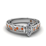 Load image into Gallery viewer, marquise-cut-antique-filigree-diamond-ring-with-orange-sapphire-in-950-platinum-FDENS3543MQRGSAOR-NL-WG