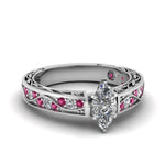 Load image into Gallery viewer, marquise-cut-antique-filigree-diamond-ring-with-pink-sapphire-in-950-platinum-FDENS3543MQRGSADRPI-NL-WG