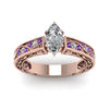 Load image into Gallery viewer, marquise-cut-antique-filigree-diamond-ring-with-violac-topaz-in-14K-rose-gold-FDENS3543MQRGVITOANGLE5-NL-RG_e4a26204-6999-4403-a020-6dbc28f7abcb