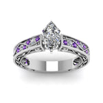 Load image into Gallery viewer, marquise-cut-antique-filigree-diamond-ring-with-violac-topaz-in-950-platinum-FDENS3543MQRGVITOANGLE5-NL-WG