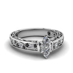 Load image into Gallery viewer, marquise-cut-antique-filigree-ring-with-black-diamond-in-950-platinum-FDENS3543MQRGBLACK-NL-WG