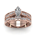 Load image into Gallery viewer, marquise-cut-antique-filigree-wedding-ring-set-in-rose-gold-FDENS3543MQANGLE5-NL-RG.jpg
