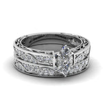 Load image into Gallery viewer, marquise-cut-antique-filigree-wedding-ring-set-in-white-gold-FDENS3543MQ-NL-WG.jpg
