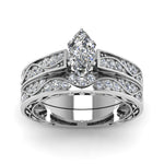 Load image into Gallery viewer, marquise-cut-antique-filigree-wedding-ring-set-in-white-gold-FDENS3543MQANGLE5-NL-WG.jpg
