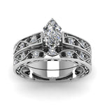 Load image into Gallery viewer, marquise-cut-antique-filigree-wedding-ring-set-with-black-diamond-in-white-gold-FDENS3543MQGBLACKANGLE5-NL-WG.jpg
