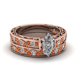 Load image into Gallery viewer, marquise-cut-antique-filigree-wedding-ring-set-with-orange-sapphire-in-rose-gold-FDENS3543MQGSAOR-NL-RG.jpg