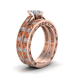 Load image into Gallery viewer, marquise-cut-antique-filigree-wedding-ring-set-with-orange-sapphire-in-rose-gold-FDENS3543MQGSAORANGLE2-NL-RG.jpg
