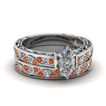 Load image into Gallery viewer, marquise-cut-antique-filigree-wedding-ring-set-with-orange-sapphire-in-white-gold-FDENS3543MQGSAOR-NL-WG.jpg