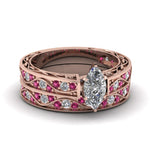 Load image into Gallery viewer, marquise-cut-antique-filigree-wedding-ring-set-with-pink-sapphire-in-rose-gold-FDENS3543MQGSADRPI-NL-RG.jpg
