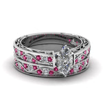 Load image into Gallery viewer, marquise-cut-antique-filigree-wedding-ring-set-with-pink-sapphire-in-white-gold-FDENS3543MQGSADRPI-NL-WG.jpg
