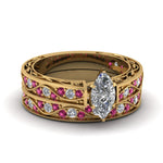 Load image into Gallery viewer, marquise-cut-antique-filigree-wedding-ring-set-with-pink-sapphire-in-yellow-gold-FDENS3543MQGSADRPI-NL-YG.jpg
