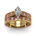 Load image into Gallery viewer, marquise-cut-antique-filigree-wedding-ring-set-with-pink-sapphire-in-yellow-gold-FDENS3543MQGSADRPIANGLE5-NL-YG.jpg

