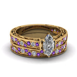 Load image into Gallery viewer, marquise-cut-antique-filigree-wedding-ring-set-with-purple-amethyst-in-yellow-gold-FDENS3543MQGVITO-NL-YG.jpg
