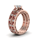 Load image into Gallery viewer, marquise-cut-antique-filigree-wedding-ring-set-with-ruby-in-rose-gold-FDENS3543MQGRUDRANGLE2-NL-RG.jpg
