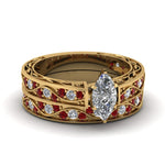 Load image into Gallery viewer, marquise-cut-antique-filigree-wedding-ring-set-with-ruby-in-yellow-gold-FDENS3543MQGRUDR-NL-YG.jpg
