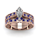 Load image into Gallery viewer, marquise-cut-antique-filigree-wedding-ring-set-with-sapphire-in-rose-gold-FDENS3543MQGSABLANGLE5-NL-RG.jpg