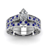 Load image into Gallery viewer, marquise-cut-antique-filigree-wedding-ring-set-with-sapphire-in-white-gold-FDENS3543MQGSABLANGLE5-NL-WG.jpg