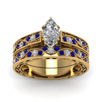 Load image into Gallery viewer, marquise-cut-antique-filigree-wedding-ring-set-with-sapphire-in-yellow-gold-FDENS3543MQGSABLANGLE5-NL-YG.jpg
