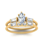 Load image into Gallery viewer, marquise-cut-bar-set-diamond-ring-with-matching-3-baguette-wedding-band-in-FDENS100MQ-NL-YG
