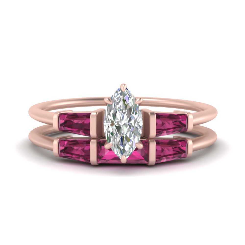 marquise-cut-bar-set-pink-sapphire-ring-with-matching-3-baguette-wedding-band-in-FDENS100MQGSADRPI-NL-RG