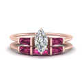 Thumbnail 7 - marquise-cut-bar-set-pink-sapphire-ring-with-matching-3-baguette-wedding-band-in-rose-gold-FDENS100MQGSADRPI-NL-RG