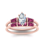 Load image into Gallery viewer, marquise-cut-bar-set-pink-sapphire-ring-with-matching-3-baguette-wedding-band-in-FDENS100MQGSADRPI-NL-RG
