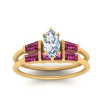 Load image into Gallery viewer, marquise-cut-bar-set-pink-sapphire-ring-with-matching-3-baguette-wedding-band-in-FDENS100MQGSADRPI-NL-YG

