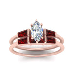 Load image into Gallery viewer, marquise-cut-bar-set-ruby-ring-with-matching-3-baguette-wedding-band-in-FDENS100MQGRUDR-NL-RG
