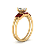 Load image into Gallery viewer, marquise-cut-bar-set-ruby-ring-with-matching-3-baguette-wedding-band-in-FDENS100MQGRUDR-NL-YG
