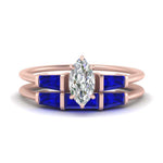 Load image into Gallery viewer, marquise-cut-bar-set-sapphire-ring-with-matching-3-baguette-wedding-band-in-FDENS100MQGSABL-NL-RG
