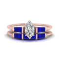 Thumbnail 4 - marquise-cut-bar-set-sapphire-ring-with-matching-3-baguette-wedding-band-in-rose-gold-FDENS100MQGSABL-NL-RG