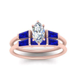 Load image into Gallery viewer, marquise-cut-bar-set-sapphire-ring-with-matching-3-baguette-wedding-band-in-FDENS100MQGSABL-NL-RG
