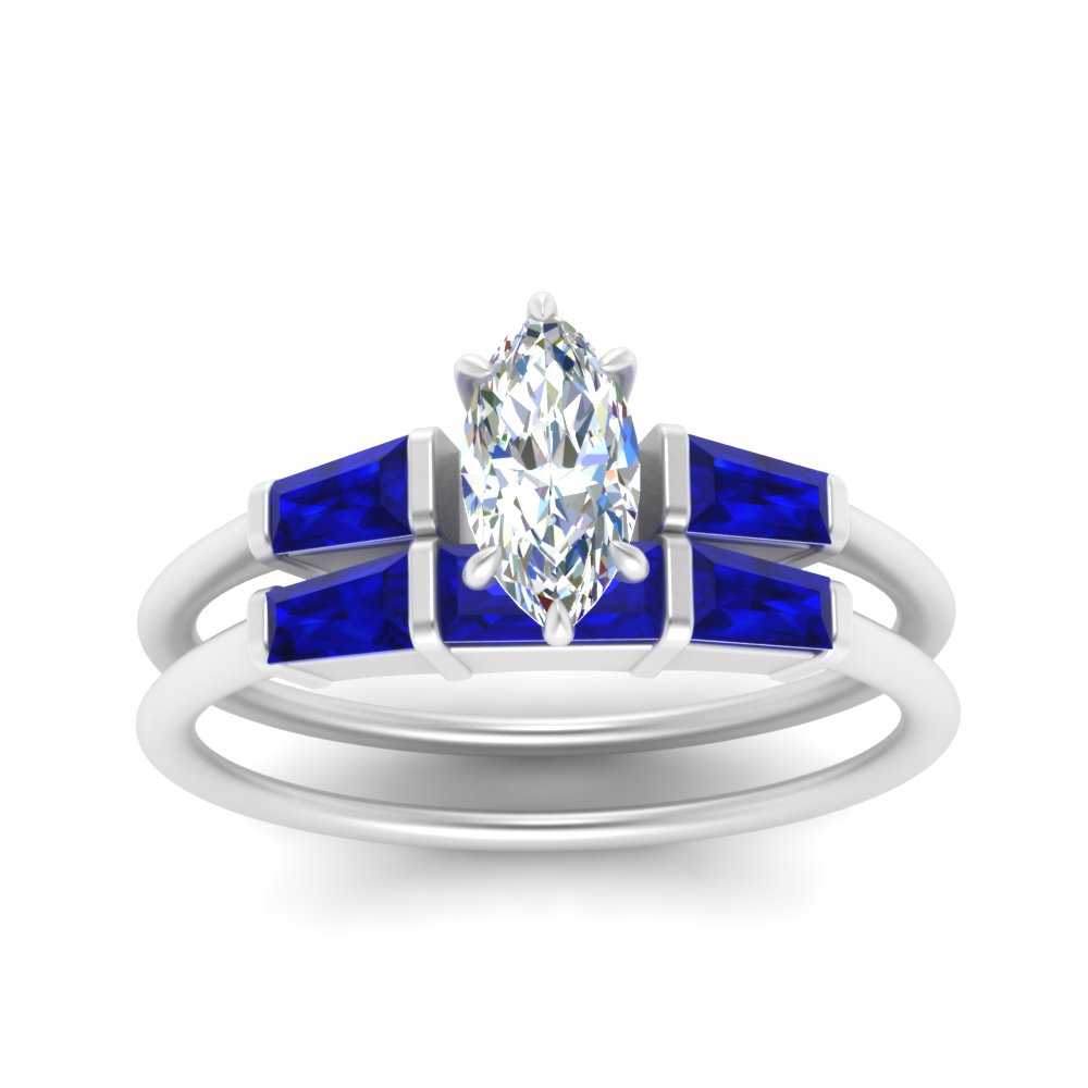 marquise-cut-bar-set-sapphire-ring-with-matching-3-baguette-wedding-band-in-FDENS100MQGSABL-NL-WG