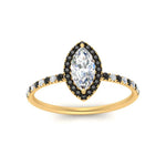 Load image into Gallery viewer, marquise-cut-black-diamond-halo-petite-engagement-ring-in-yellow-gold-FD8523MQRGBLACKANGLE3-NL-YG