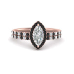 Load image into Gallery viewer, marquise-cut-black-diamond-halo-wedding-ring-set-in-rose-gold-FD8523MQGBLACK-NL-RG
