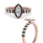 Load image into Gallery viewer, marquise-cut-black-diamond-halo-wedding-ring-set-in-rose-gold-FD8523MQGBLACK-NL-RG
