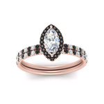 Load image into Gallery viewer, marquise-cut-black-diamond-halo-wedding-ring-set-in-rose-gold-FD8523MQGBLACK-NL-RG