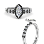 Load image into Gallery viewer, marquise-cut-black-diamond-halo-wedding-ring-set-in-white-gold-FD8523MQGBLACK-NL-WG
