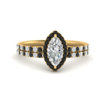 Load image into Gallery viewer, marquise-cut-black-diamond-halo-wedding-ring-set-in-yellow-gold-FD8523MQGBLACK-NL-YG
