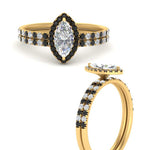 Load image into Gallery viewer, marquise-cut-black-diamond-halo-wedding-ring-set-in-yellow-gold-FD8523MQGBLACK-NL-YG
