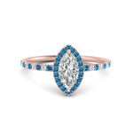 Load image into Gallery viewer, marquise-cut-blue-topaz-halo-petite-engagement-ring-in-rose-gold-FD8523MQRGICBLTOANGLE3-NL-RG