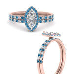 Load image into Gallery viewer, marquise-cut-blue-topaz-halo-wedding-ring-set-in-rose-gold-FD8523MQGICBLTO-NL-RG