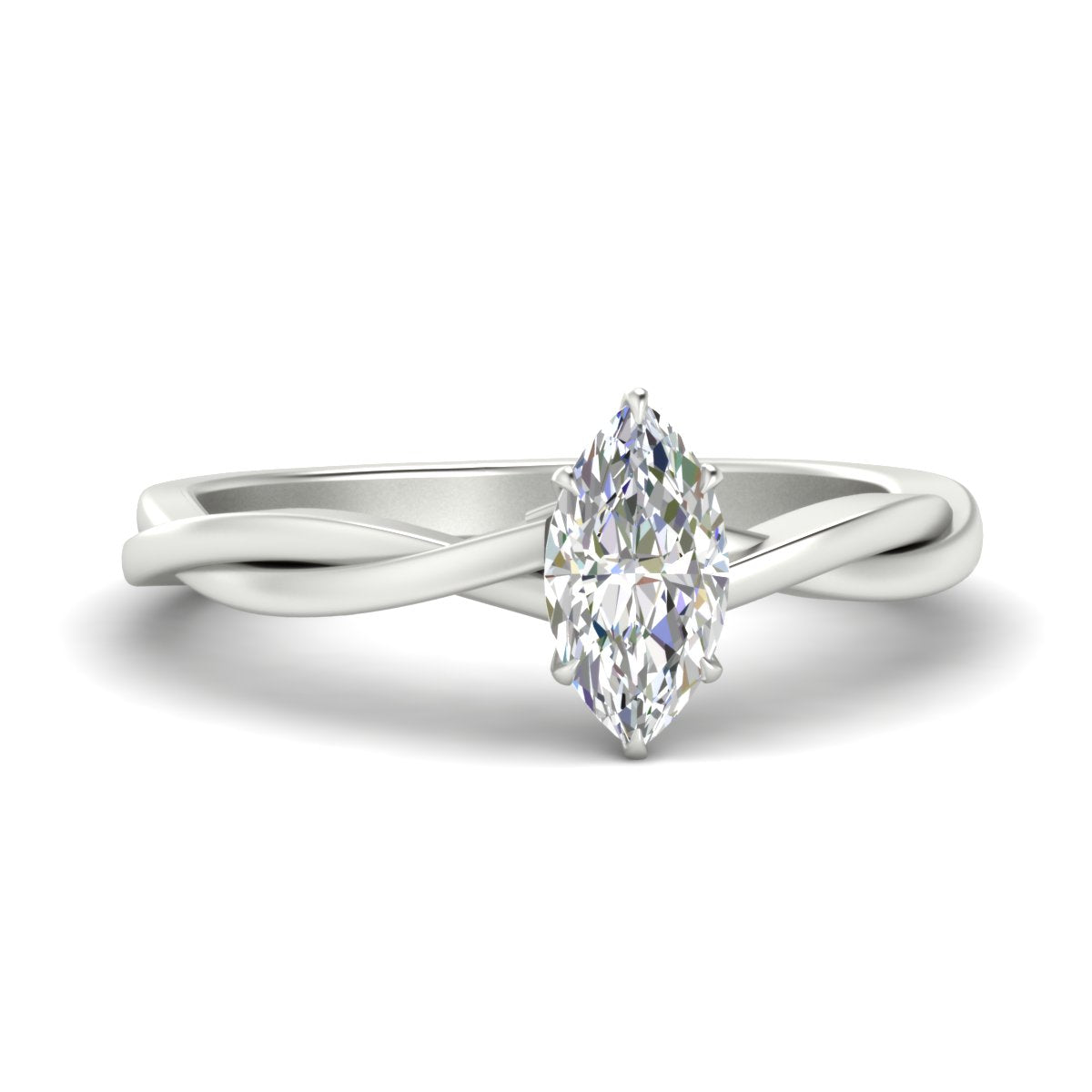 Marquise Cut Braided Shank Solitaire Engagement Ring